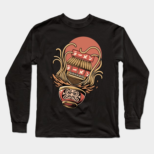 Ramen in Daruma Bowl Long Sleeve T-Shirt by oziazka